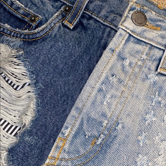 Two toned jean shorts with cute rip on right side! - Picture 5 of 7